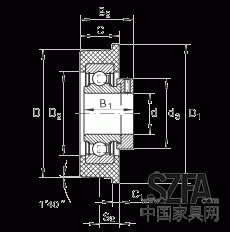 外球面球軸承 CRB30/92, 帶橡膠插入件，偏心鎖圈定位，兩側(cè) P 型密封